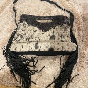 Cowhide purse with Fringe